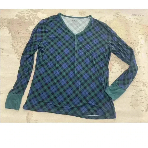 Little Sleepies Other - Little Sleepies L Emerald Plaid L/ S Top